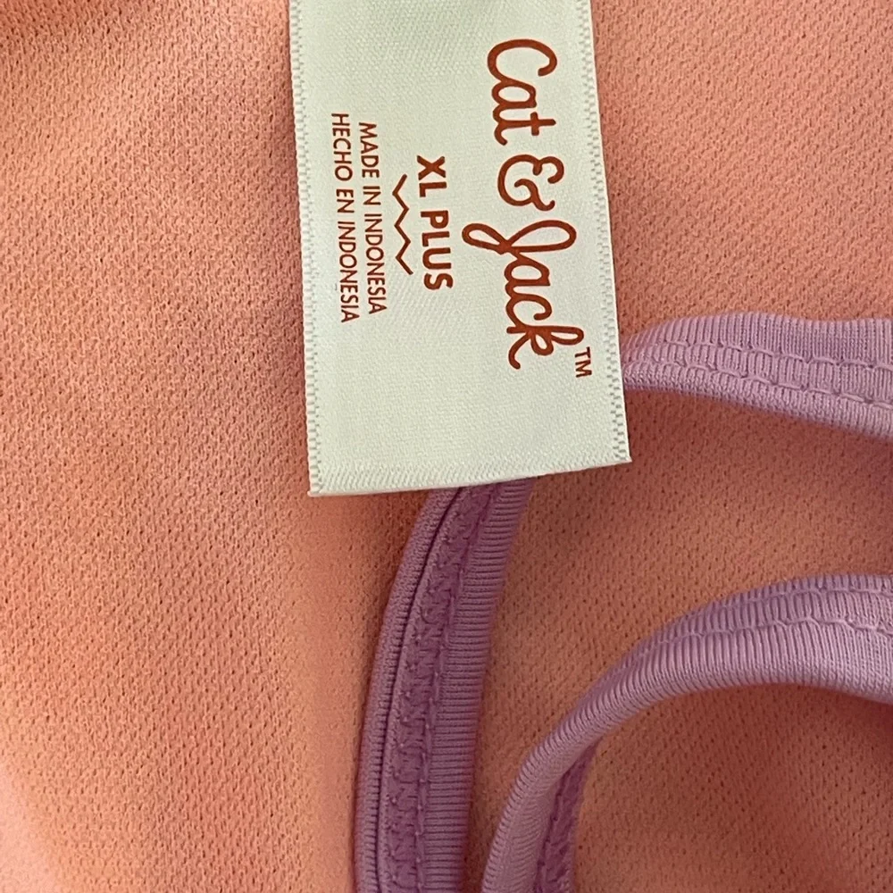 Cat & Jack XL Plus Purple Pink Leopard Ruffle One Piece Swimsuit UPF 50+ NWT